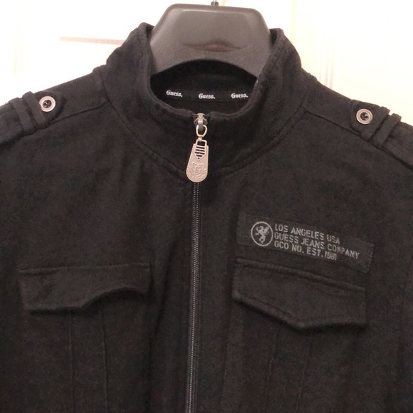 NWOT Men’s Guess Military Style Zip Jacket Large - Picture 2 of 8